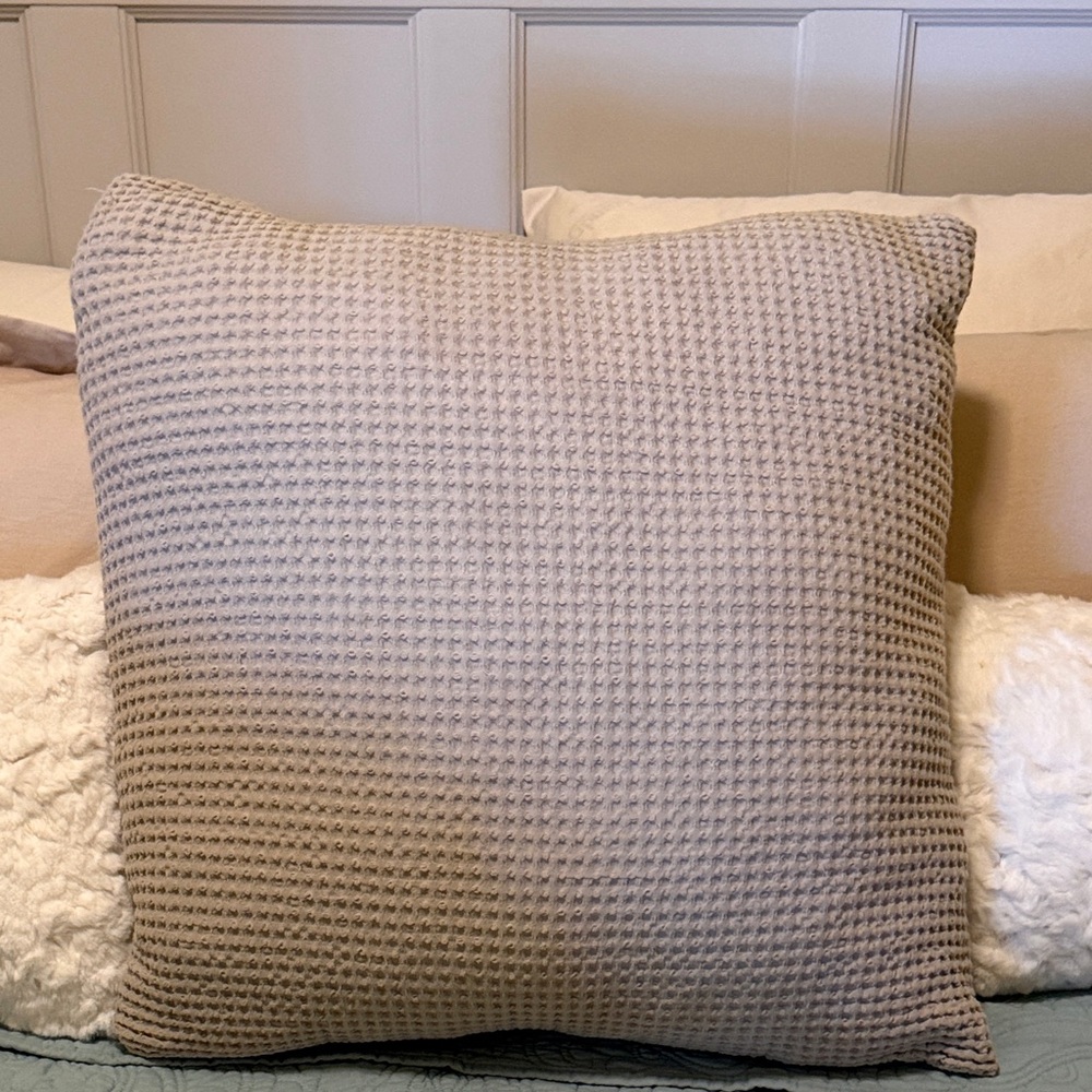 Cozy Waffle Knit Throw Pillow - Tan